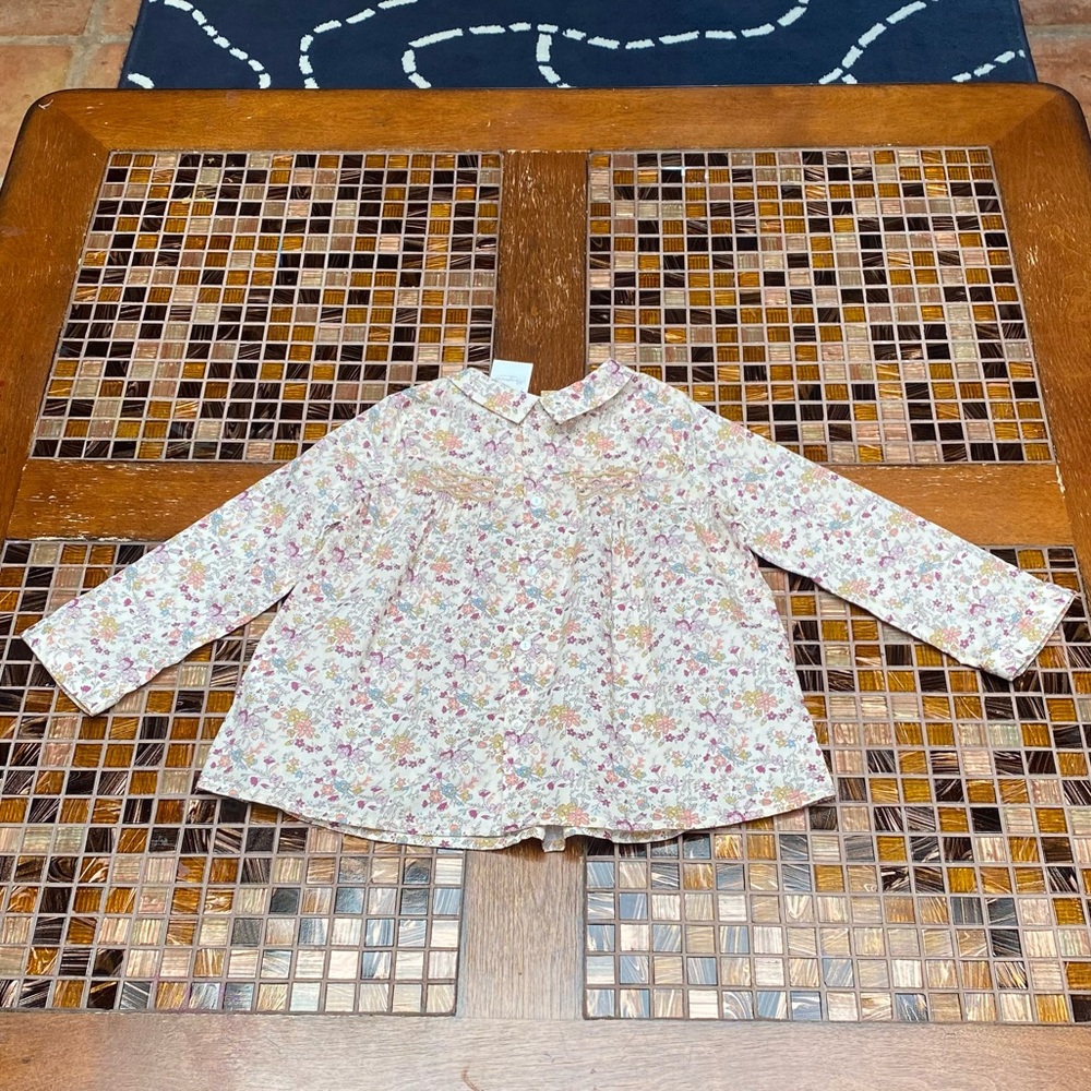 Bonpoint Smocked Floral Blouse